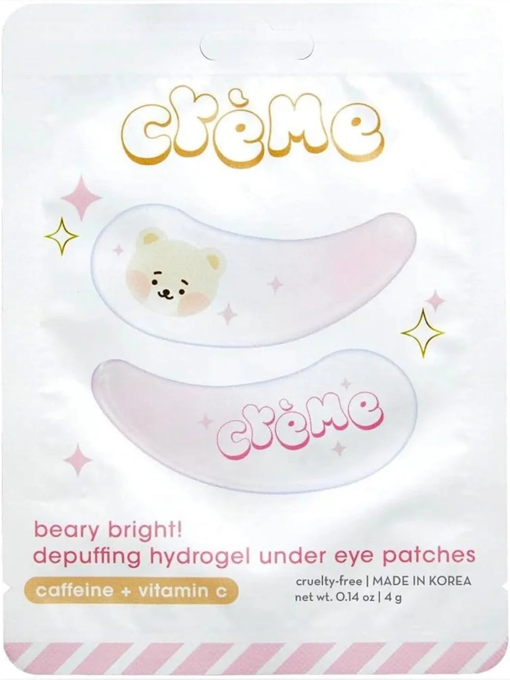 Set of 2 packs Crème Beary Bright Depuffing Hydrogel Under Eye Patches - Pink